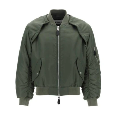 Alexander McQueen Solid Green Zip-Up Bomber Jacket 771141-QRAAK-3360