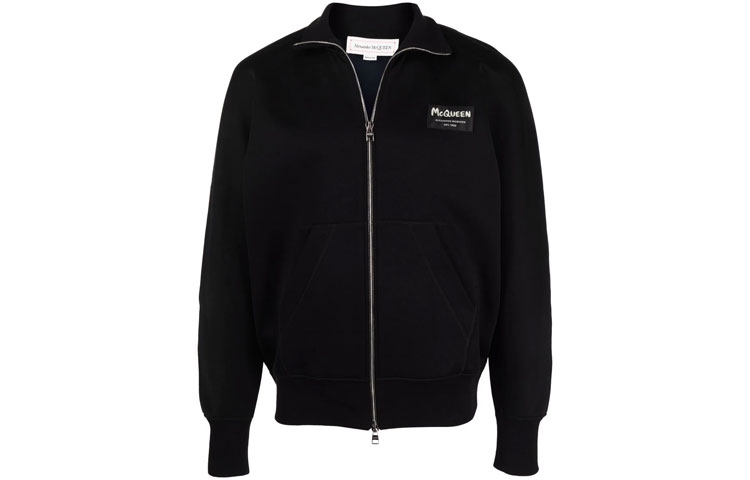 Alexander McQueen Solid Logo Patch Bomber Jacket Black 664959-QRX55-1000