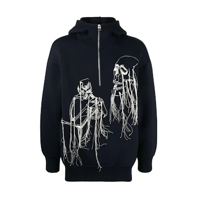 Alexander McQueen Solid Skull Stitch Detail Knit Hoodie Long Sleeve Sweater 684320Q1XCP