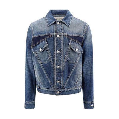 Alexander McQueen Solid Slim-Fit Single-Breasted Blue Jacket 792158-QYAA5-4211