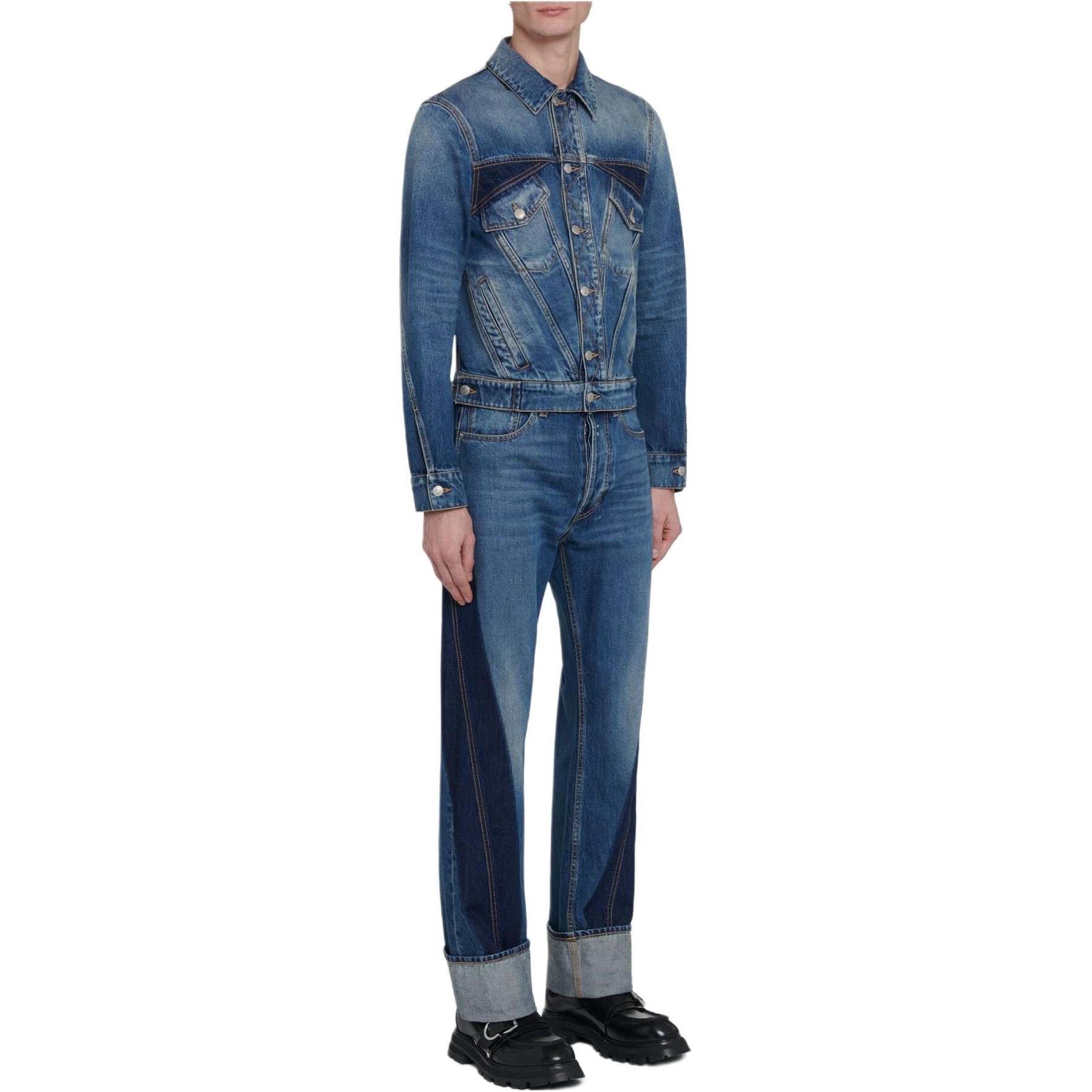 Shop Alexander McQueen Americana Azul Entallada Slim-Fit ajustar Single-Breasted 792158-QYAA5-4211