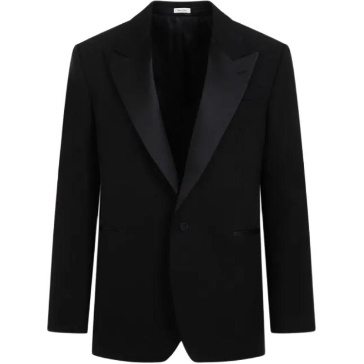 Alexander McQueen Solid Slim Fit Long Sleeve Blazer Jacket 749787-QVV21-1000