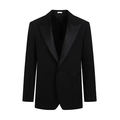 Alexander McQueen Solid Slim Fit Long Sleeve Blazer Jacket 749787-QVV21-1000