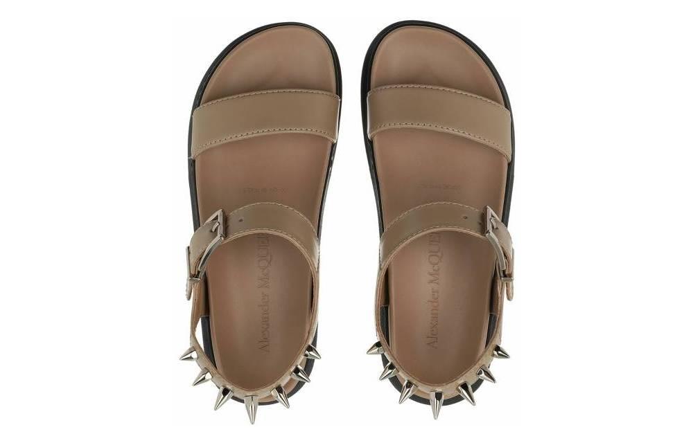 Alexander McQueen Spikes Leather Sandals 'Punk Stud Hybrid Camel' 圖 2