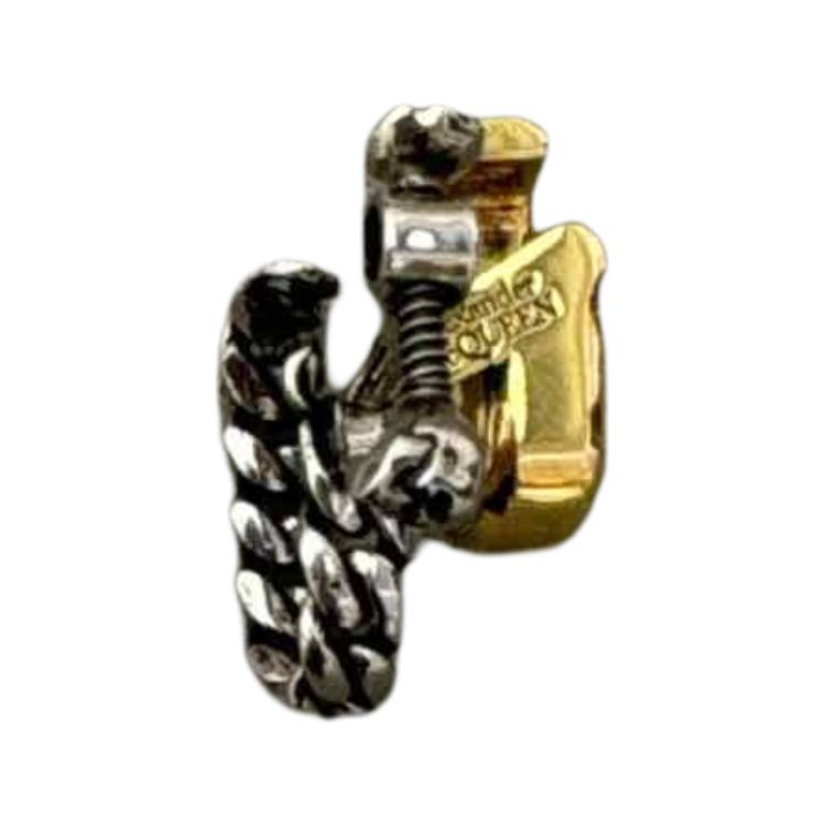 Shop Alexander McQueen 男款螺旋紋耳環 - 金/銀 664599-J160K-1496