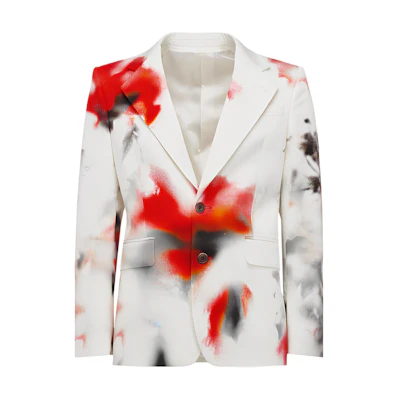Alexander McQueen Splatter Paint Print Button-Up Jacket White/Red Men 774863-QSAAR-9119