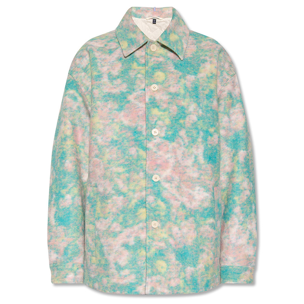 Alexander McQueen Spotted Print Textured Long-Sleeve Jacket Shirt Multicolor 677964-RSA02-3005