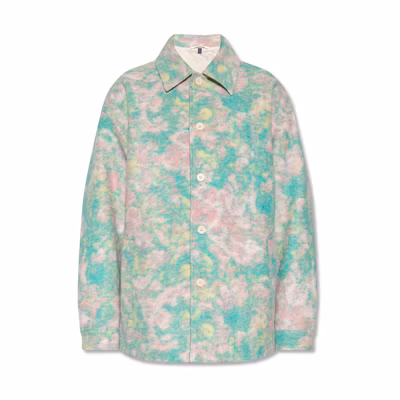 Alexander McQueen Spotted Print Textured Long-Sleeve Jacket Shirt Multicolor 677964-RSA02-3005