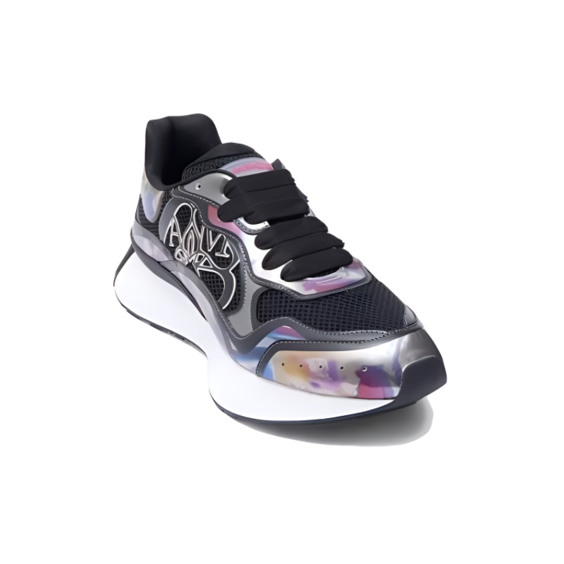 Lookbook 亚历山大·麦昆 Sprint Runner 黑白银配色运动鞋 750330W4WN31537