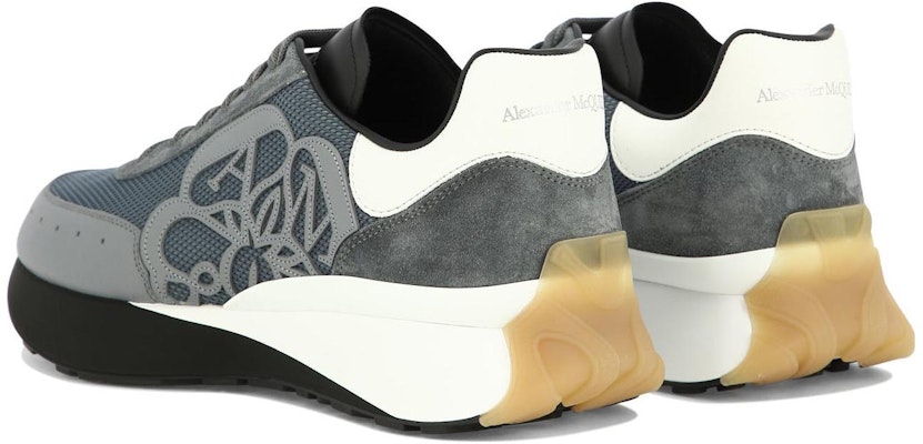Alexander McQueen亞歷山大麥昆 Sprint Runner 織物皮革 時尚繫帶 低筒 運動休閒鞋 男款 淺灰色 Shop Alexander McQueen亞歷山大麥昆 Sprint Runner 織物皮革 時尚繫帶 低筒 運動休閒鞋 男款 淺灰色