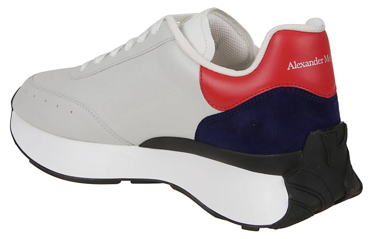 Shop Alexander McQueen 亞歷山大麥昆 Sprint Runner 皮革 運動舒適 低幫 生活休閒鞋 男款 灰色