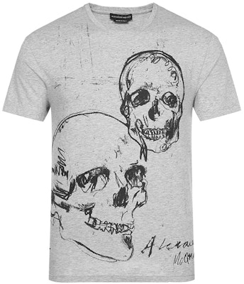 Alexander McQueen SS20 Baju-T Lengan Pendek Kapas Kelabu Cetakan Tengkorak 557809-QMZ91-0902 Order Alexander McQueen SS20 Baju-T Lengan Pendek Kapas Kelabu Cetakan Tengkorak 557809-QMZ91-0902