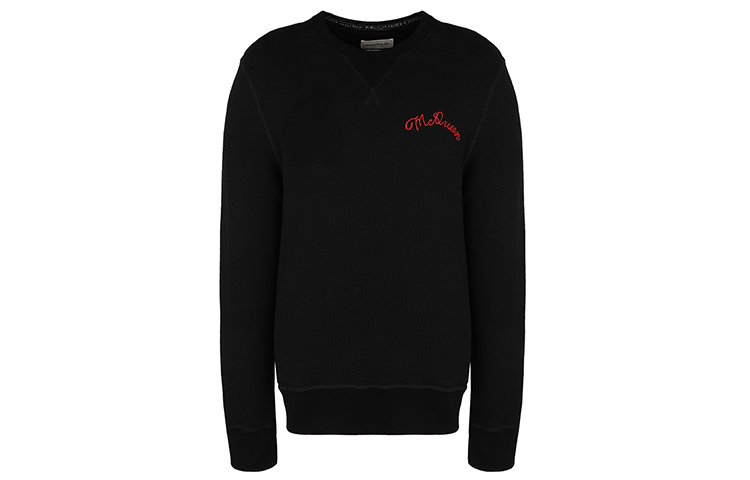 Alexander McQueen SS21 Black Crewneck Pullover Long Sleeve Sweatshirt 599616-QQX82-1000