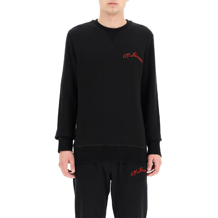 Purchase Alexander McQueen SS21 Baju Panjang Hitam Crewneck Pullover Sweatshirt 599616-QQX82-1000
