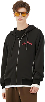 Alexander McQueen SS21 Jaket Hoodie Hitam dengan Logo Kecil dan Resleting. 599617-QQX82-1000 Lookbook Alexander McQueen SS21 Jaket Hoodie Hitam dengan Logo Kecil dan Resleting. 599617-QQX82-1000