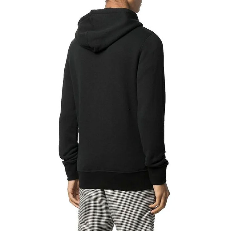 Shop Alexander McQueen SS21 Jaket Hoodie Hitam dengan Logo Kecil dan Resleting. 599617-QQX82-1000