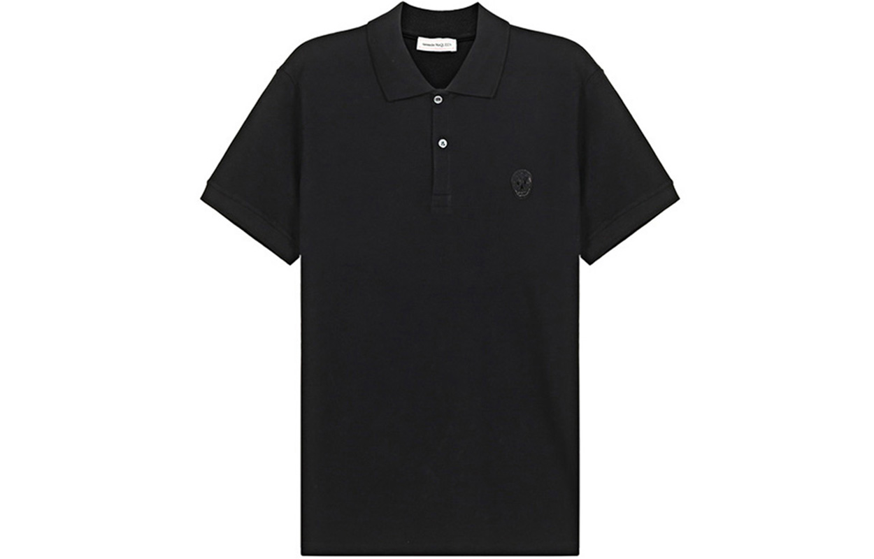 Alexander McQueen SS21 Black Skull Patch Polo Shirt 622106-QQX33-1000