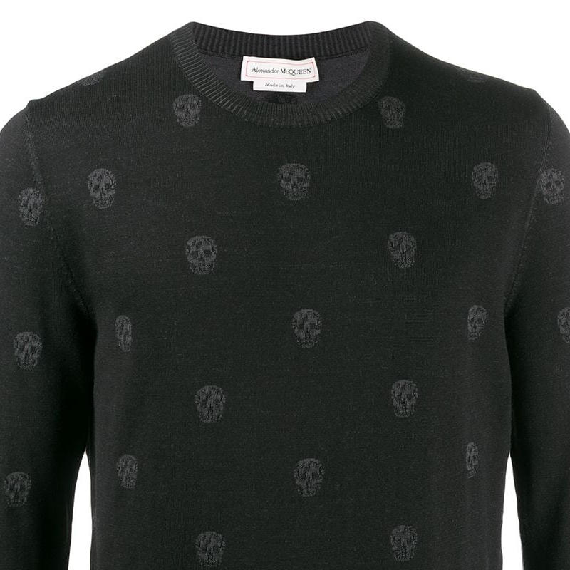 Details for Alexander McQueen 2021黑色骷髏印花長袖毛衣 603247-Q1ALQ-1053