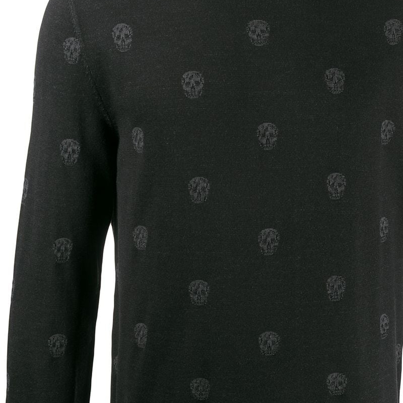 Sizing Alexander McQueen 2021黑色骷髏印花長袖毛衣 603247-Q1ALQ-1053
