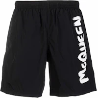 Order Alexander McQueen SS21 Pantalones Cortos de Natación Negros con Logo. 660060-4419Q-1078
