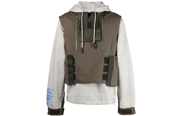 Alexander McQueen SS21 Detachable Chest Armor Gray Hoodie Mens 639004-RQJ21-1330