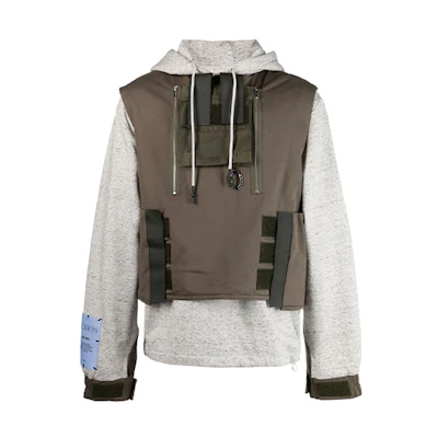 Alexander McQueen SS21 Detachable Chest Armor Gray Hoodie Mens 639004-RQJ21-1330