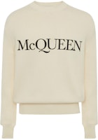 Alexander McQueen SS21 Ivory Letter Embroidered Crewneck Sweater Men. 651184-Q1XAY-9241 Alexander McQueen SS21 Ivory Letter Embroidered Crewneck Sweater Men. 651184-Q1XAY-9241