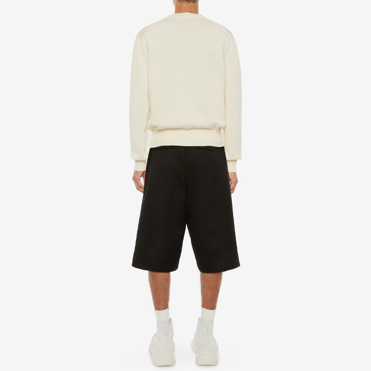 Shop 알렉산더 맥퀸 SS21 아이보리 레터 자수 크루넥 스웨터 남성용. 651184-Q1XAY-9241