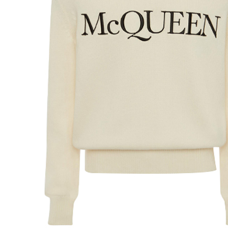 Sizing 알렉산더 맥퀸 SS21 아이보리 레터 자수 크루넥 스웨터 남성용. 651184-Q1XAY-9241