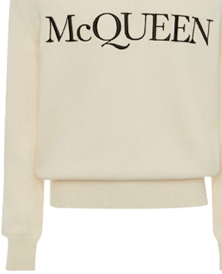 알렉산더 맥퀸 SS21 아이보리 레터 자수 크루넥 스웨터 남성용. 651184-Q1XAY-9241 Sizing 알렉산더 맥퀸 SS21 아이보리 레터 자수 크루넥 스웨터 남성용. 651184-Q1XAY-9241