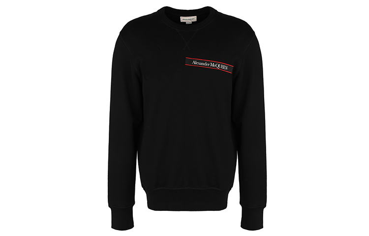 Alexander McQueen SS21 Logo Crewneck Sweatshirt Black Mens 642663-QQX75-1000