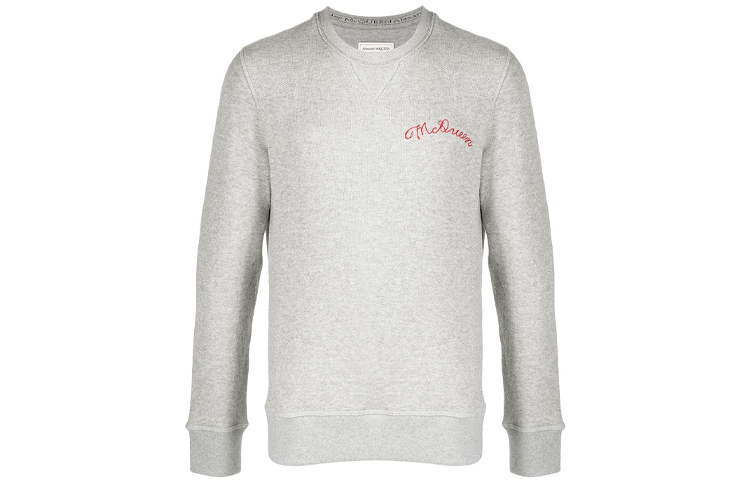 Alexander McQueen SS21 Logo Embroidered Crewneck Sweatshirt Grey 599616-QQX82-1401