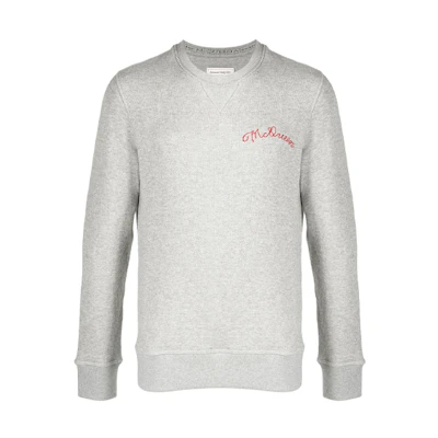 Alexander McQueen SS21 Logo Embroidered Crewneck Sweatshirt Grey 599616-QQX82-1401