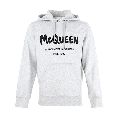 Alexander McQueen SS21 Logo Print Fitted Sweatshirt Men’s Grey 665401-QRZ71-0902