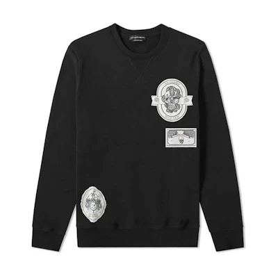 Alexander McQueen SS21 Skull Appliqué Cotton Sweatshirt Black 559480-QMX43-1000