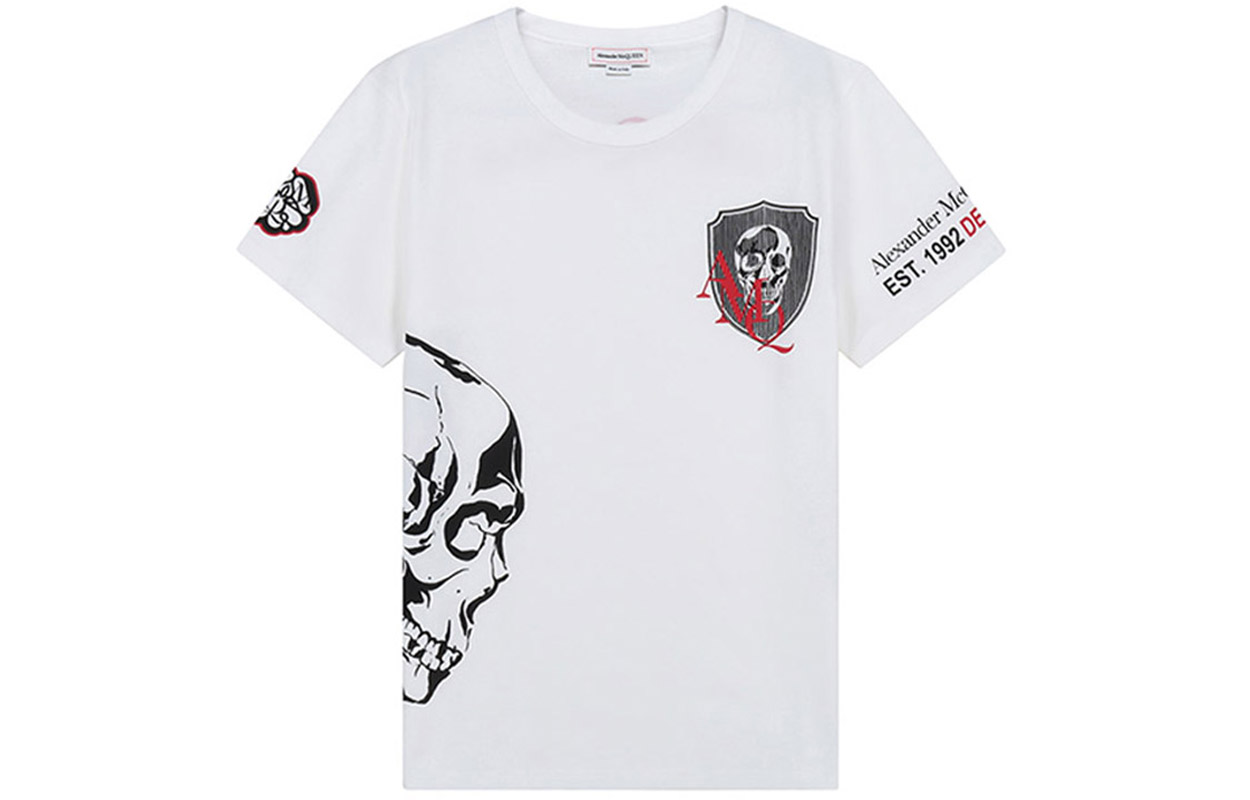 Alexander McQueen SS21 Skull Crewneck White T-Shirt. 650423-QQZ65-0900