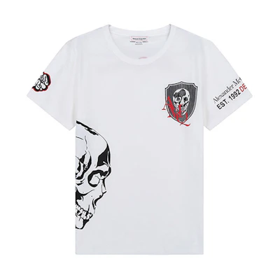 Alexander McQueen SS21 Skull Crewneck White T-Shirt. 650423-QQZ65-0900
