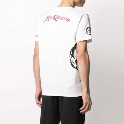 알렉산더 맥퀸 SS21 스컬 크루넥 화이트 티셔츠. 650423-QQZ65-0900 Purchase 알렉산더 맥퀸 SS21 스컬 크루넥 화이트 티셔츠. 650423-QQZ65-0900
