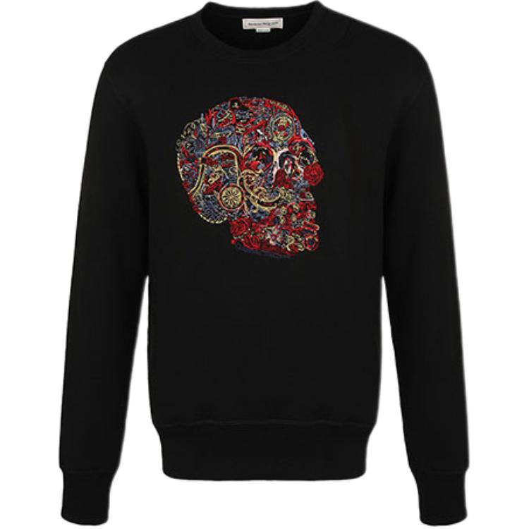 Alexander McQueen SS21 Skull Embroidered Pullover Sweatshirt Black 650434-QQZ69-0901