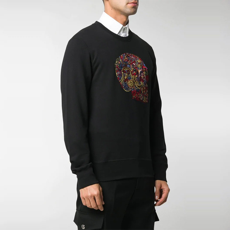 Details for Alexander McQueen SS21 Skull Embroidered Pullover Sweatshirt Black 650434-QQZ69-0901