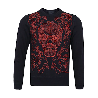 Alexander McQueen SS21 Skull Print Long Sleeve Sweatshirt Black/Red Men 354417-QDZ53-0901