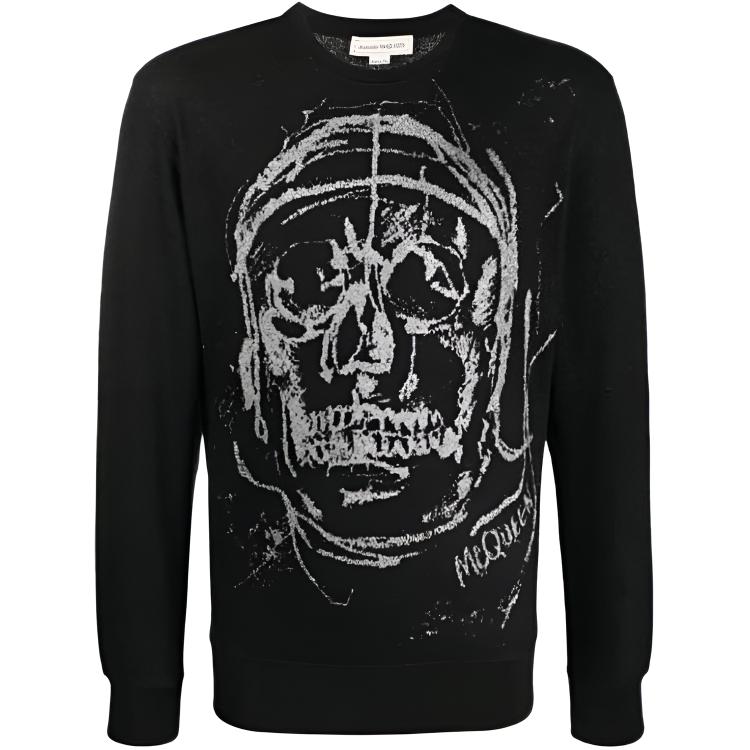 Alexander McQueen SS21 Skull Print Sweatshirt Black 631386-QPX71-1065