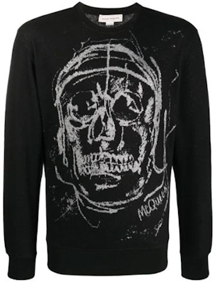 Alexander McQueen SS21 Baju Sweatshirt Cetakan Tengkorak Hitam 631386-QPX71-1065 Order Alexander McQueen SS21 Baju Sweatshirt Cetakan Tengkorak Hitam 631386-QPX71-1065