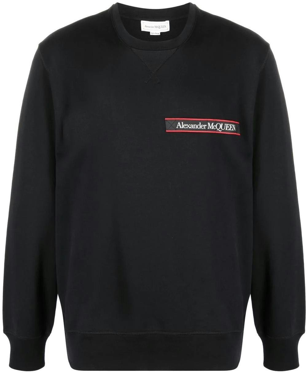 alexander-mc-queen-ss-22-black-crewneck-sweatshirt-with-front-logo-patch-642663-qtx-75-0901