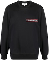 Alexander McQueen SS22 Black Crewneck Sweatshirt with Front Logo Patch. 642663-QTX75-0901 Alexander McQueen SS22 Black Crewneck Sweatshirt with Front Logo Patch. 642663-QTX75-0901
