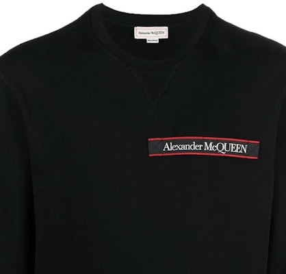 亚历山大·麦昆 SS22 黑色前标志贴饰圆领卫衣 642663-QTX75-0901 Details for 亚历山大·麦昆 SS22 黑色前标志贴饰圆领卫衣 642663-QTX75-0901