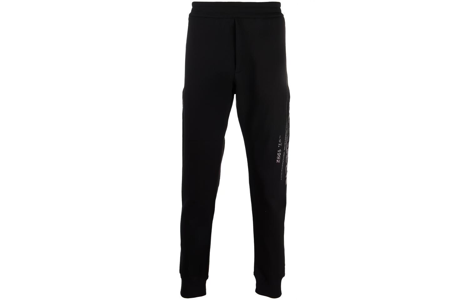 Alexander McQueen SS22  Black Logo Print Elastic Waist Jogger Pants 688714-QSZ81-0911