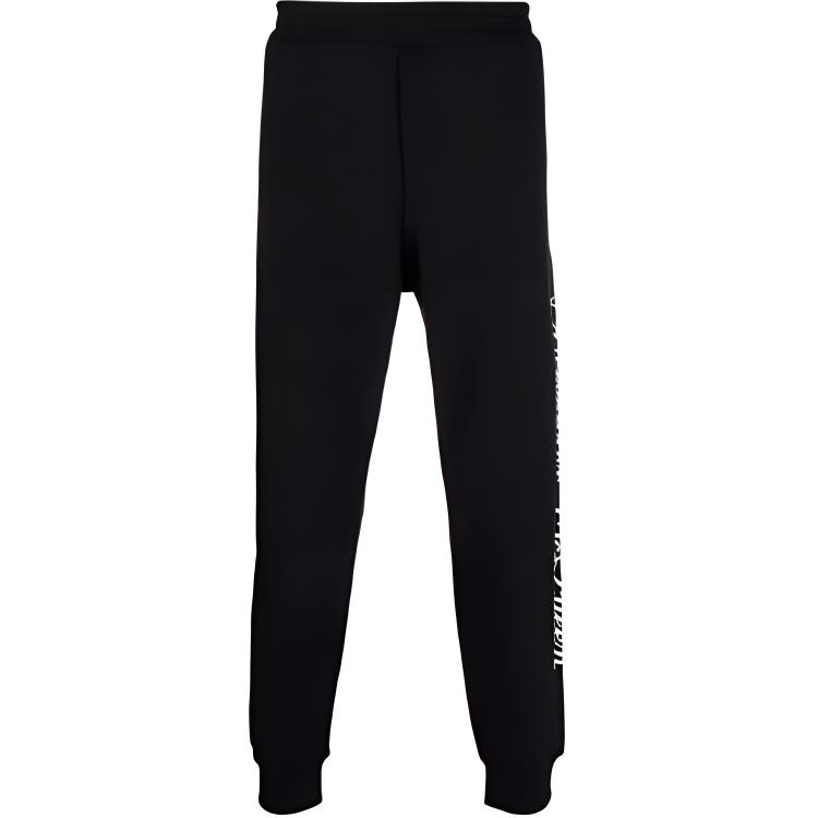 Alexander McQueen SS22  Black Logo Print High-Waist Slim Jogger Pants 687742-QSZ9A-0901