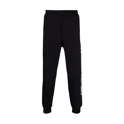 Alexander McQueen SS22 Black Logo Print High-Waist Slim Jogger Pants 687742-QSZ9A-0901