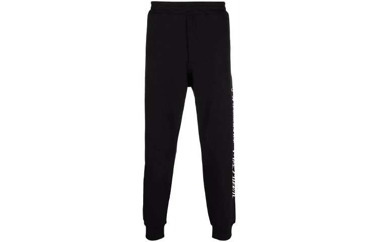 Order Alexander McQueen SS22 Seluar Jogger Slim Logo Hitam Pinggang Tinggi 687742-QSZ9A-0901